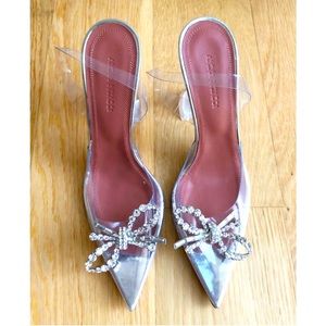 AMINA MUADDI -Rose Glass Crystal embellished sling-backs PVC Courts